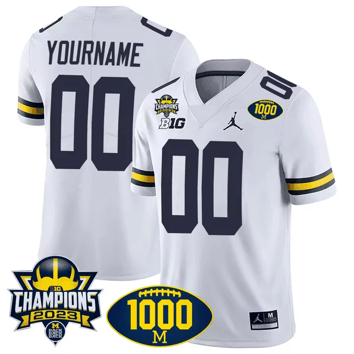 white youth michigan wolverines 1000 wins 2024 college bowl patch vapor limited custom jersey all stitched