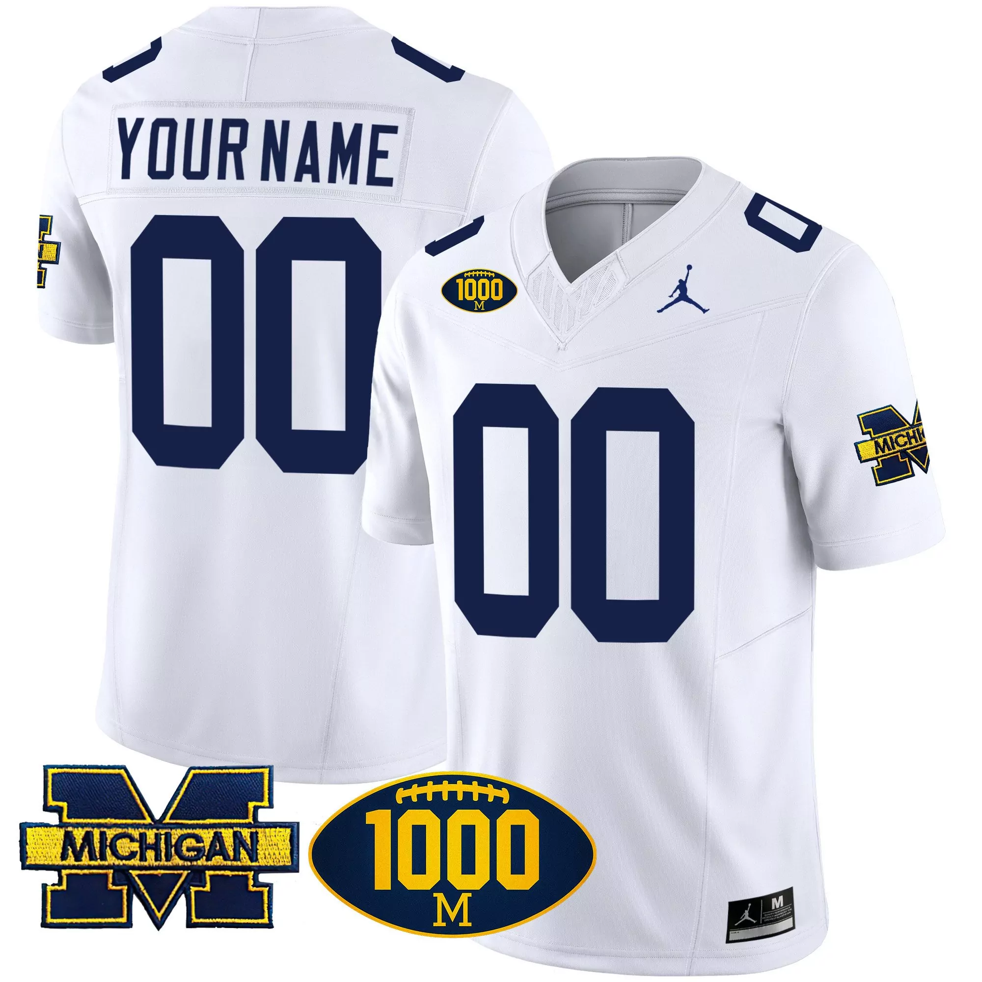 white youth michigan wolverines 1000 wins 2024 college bowl patch vapor limited custom jersey all stitched
