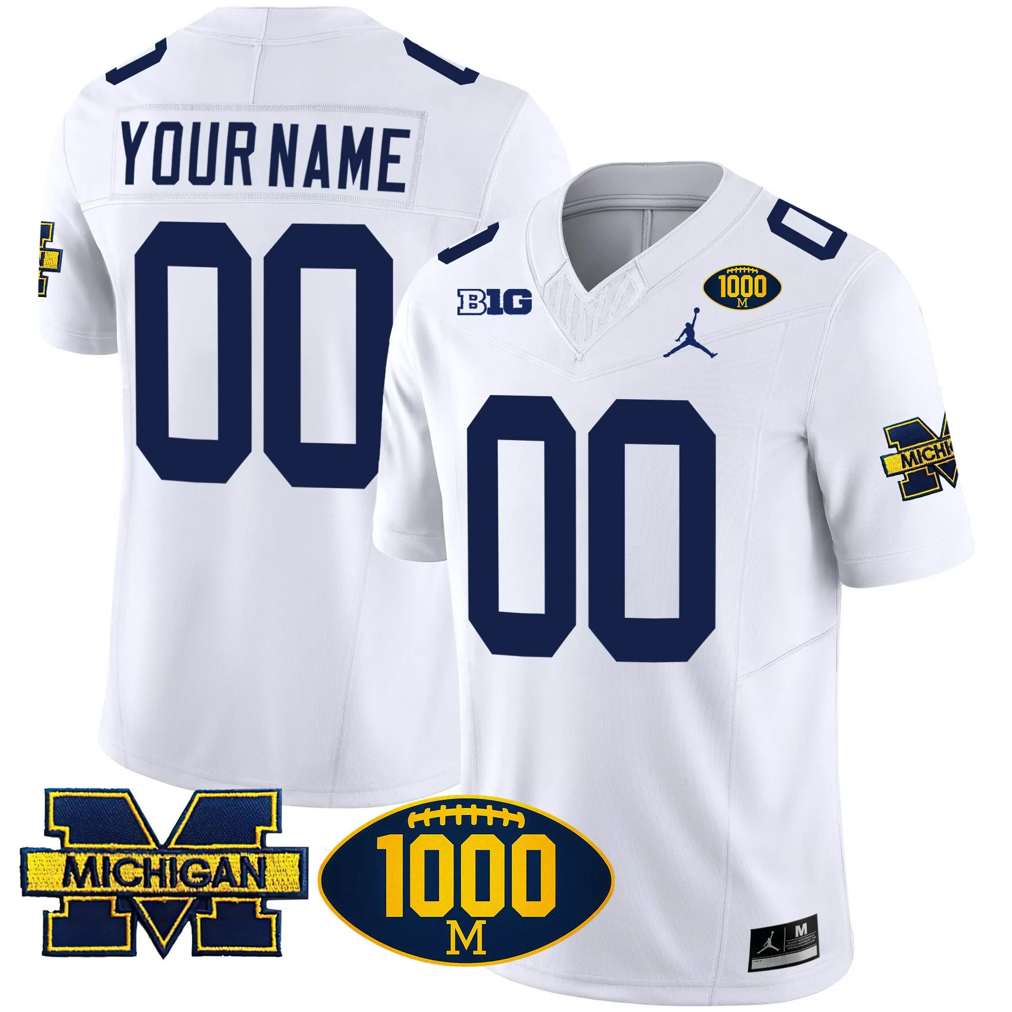 white youth michigan wolverines 1000 wins 2024 college bowl patch vapor limited custom jersey all stitched