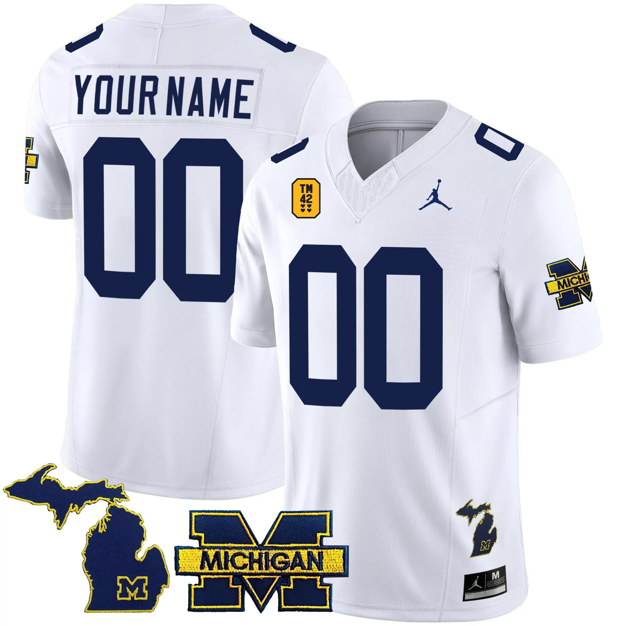 white youth michigan wolverines tm42 patch vapor limited custom jersey all stitched