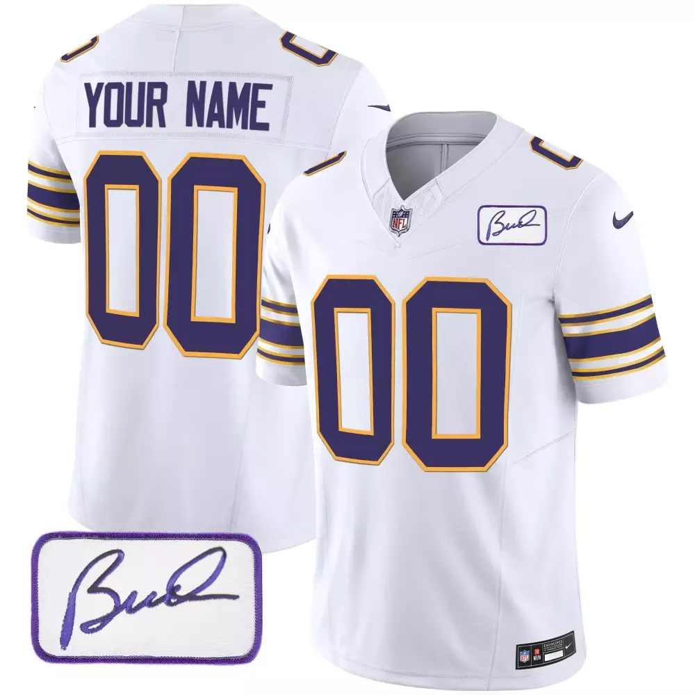 white youth minnesota vikings bud grant minnesota patch classic limited custom jersey all stitched