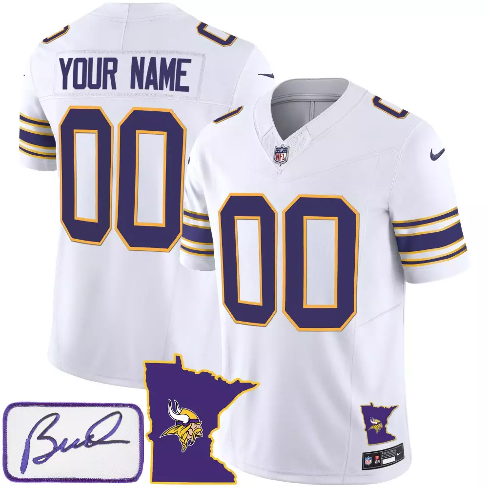 white youth minnesota vikings bud grant minnesota patch classic limited custom jersey all stitched