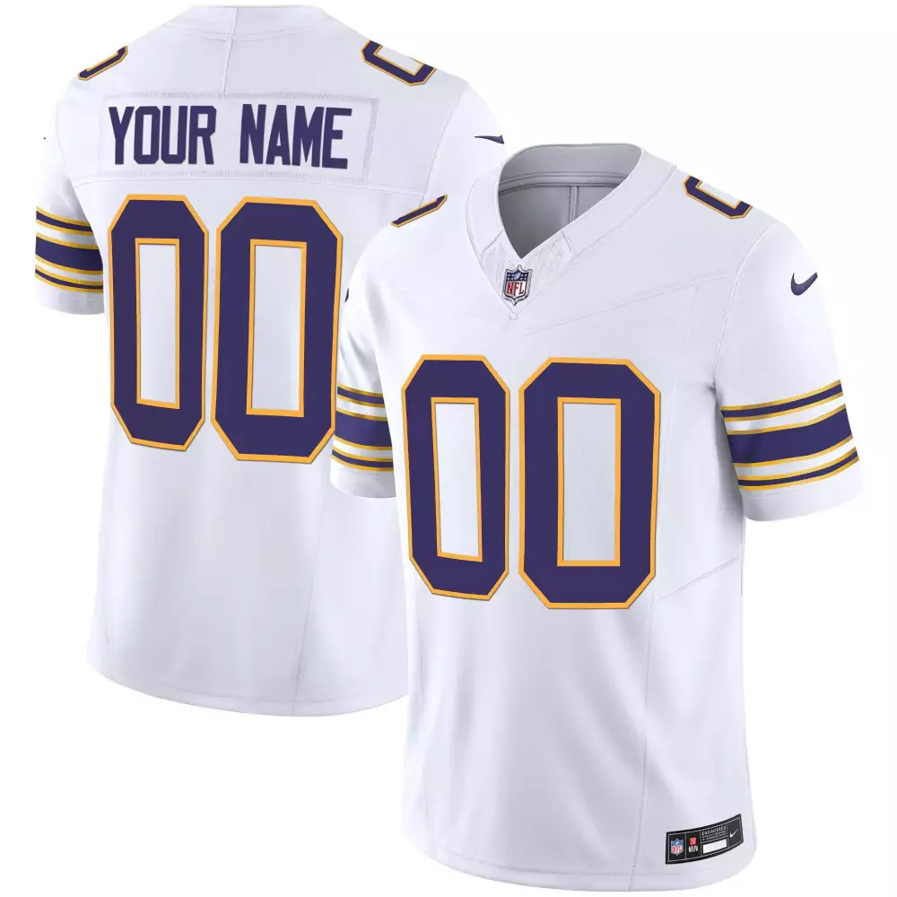 white youth minnesota vikings bud grant patch classic limited custom jersey v3 all stitched