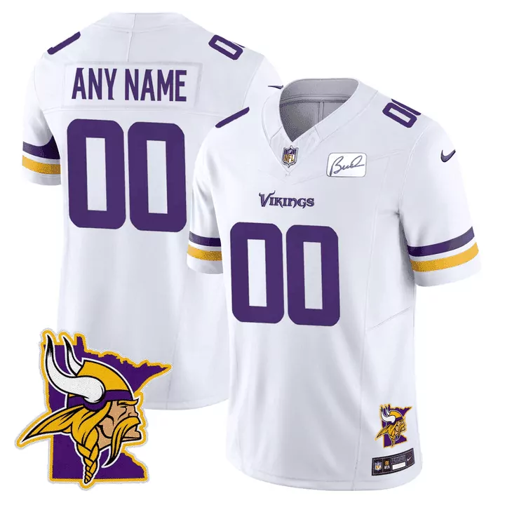 white youth minnesota vikings honor bud grant minnesota map patch limited custom jersey all stitched
