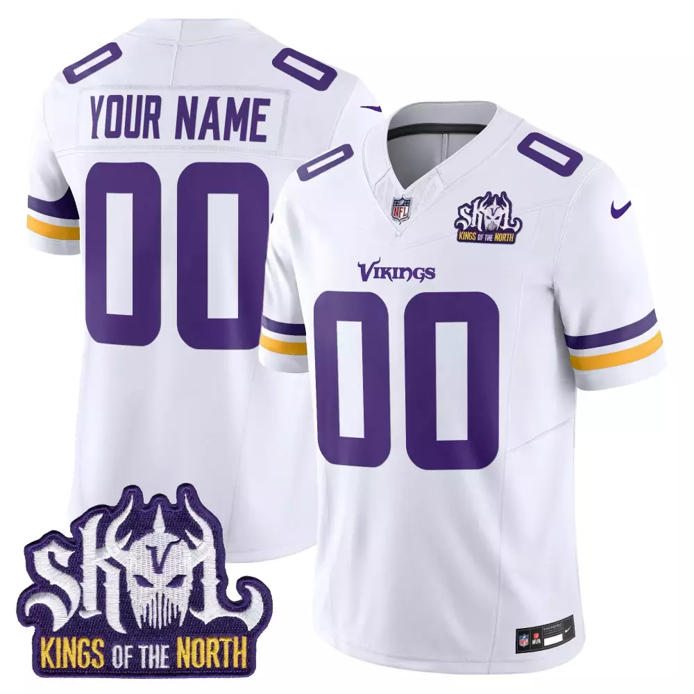 white youth minnesota vikings kings of the north patch vapor limited custom jersey all stitched