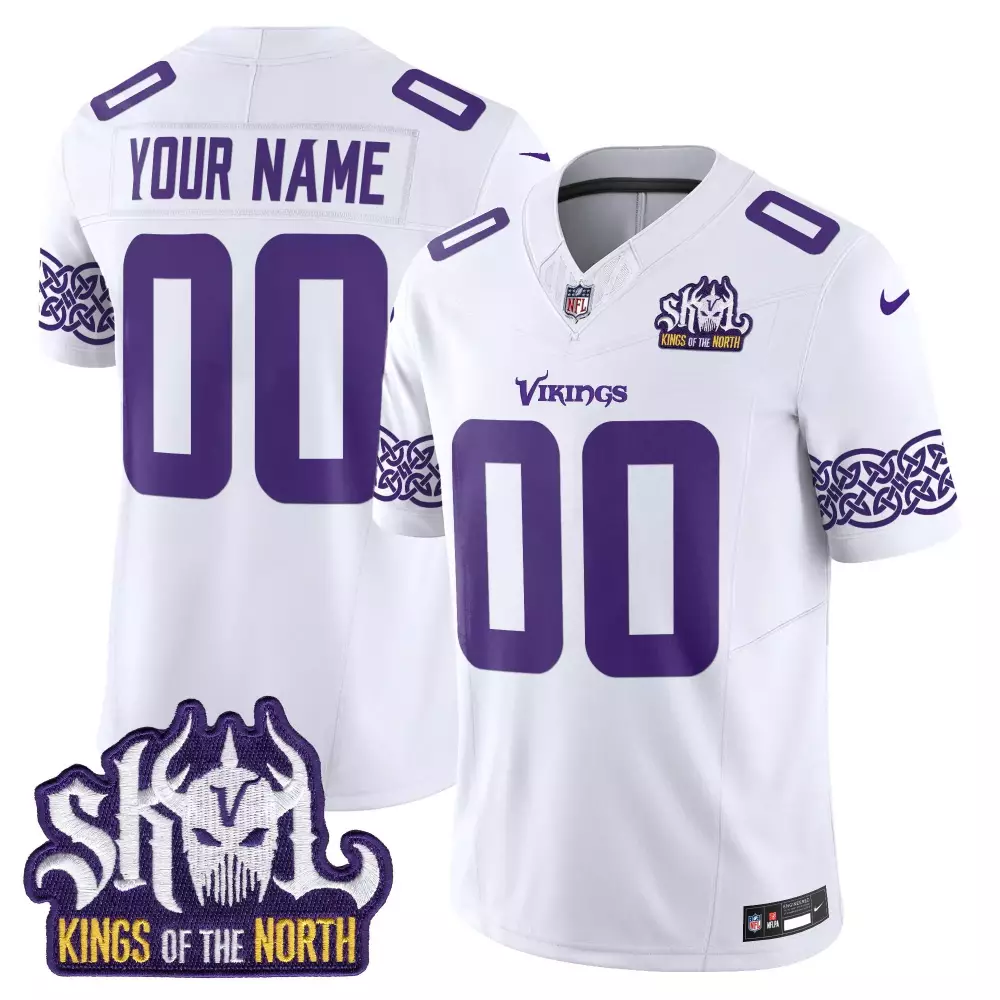 white youth minnesota vikings kings of the north patch vapor limited custom jersey all stitched