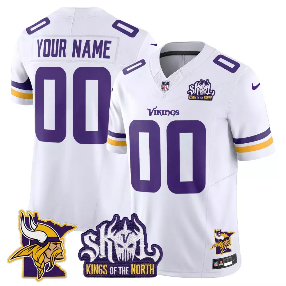 white youth minnesota vikings kings of the north patch vapor limited custom jersey all stitched