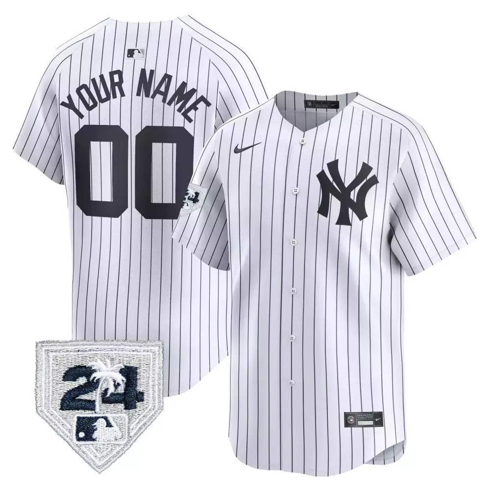 white youth new york yankees 2024 spring training patch vapor premier elite custom jersey v2 all stitched