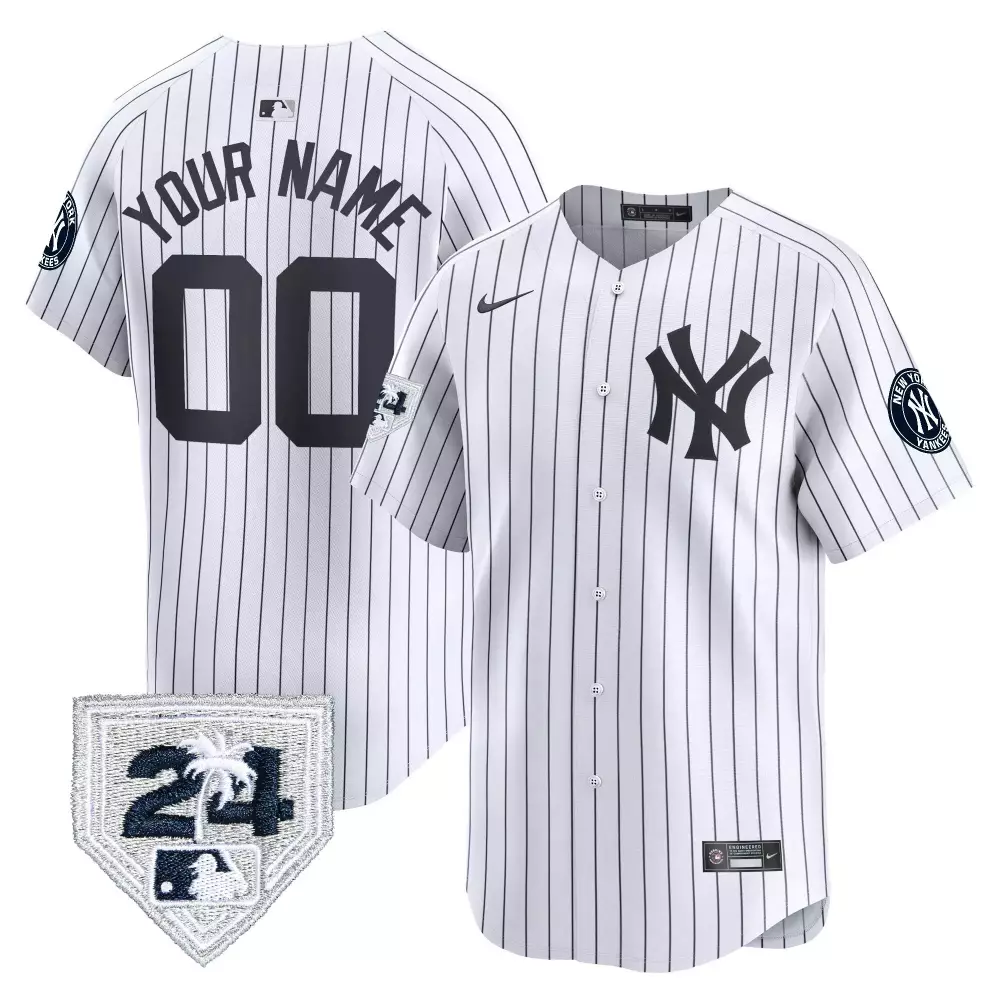 white youth new york yankees 2024 spring training patch vapor premier elite custom jersey v2 all stitched