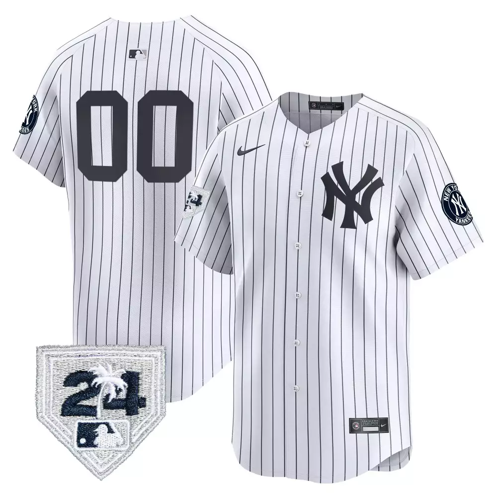 white youth new york yankees 2024 spring training patch vapor premier limited custom jersey v5 all stitched