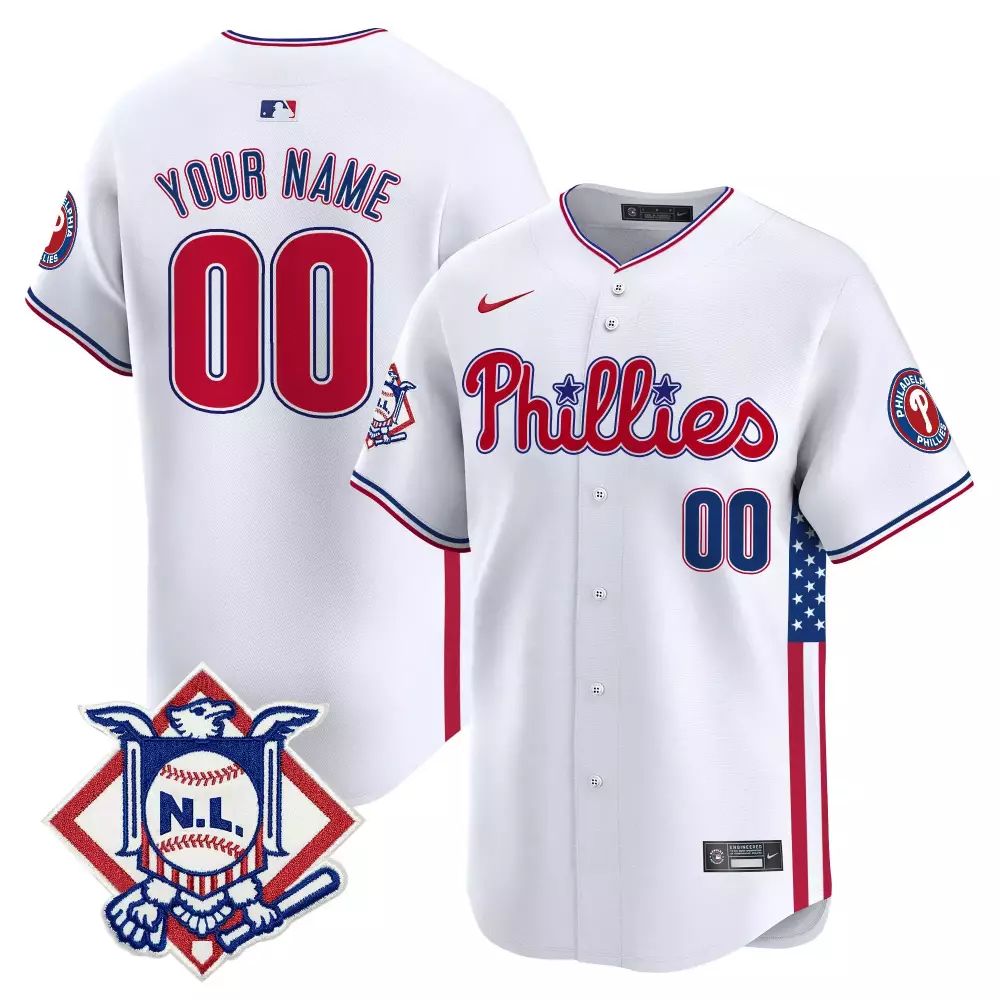 white youth philadelphia phillies 2024 fourth of july vapor premier limited custom jersey v2 all stitched