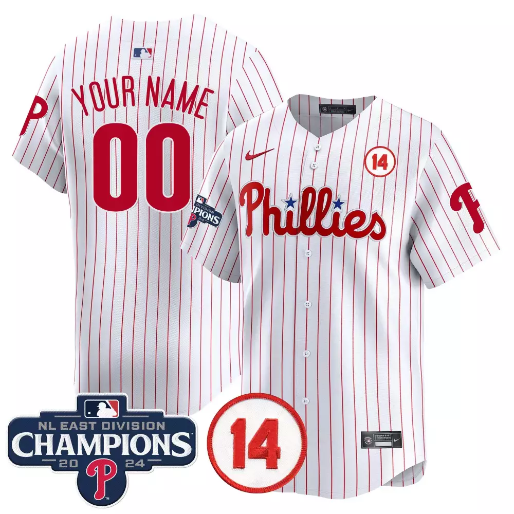 white youth philadelphia phillies 2024 nl east division champions pete rose patch vapor premier limited custom jersey al