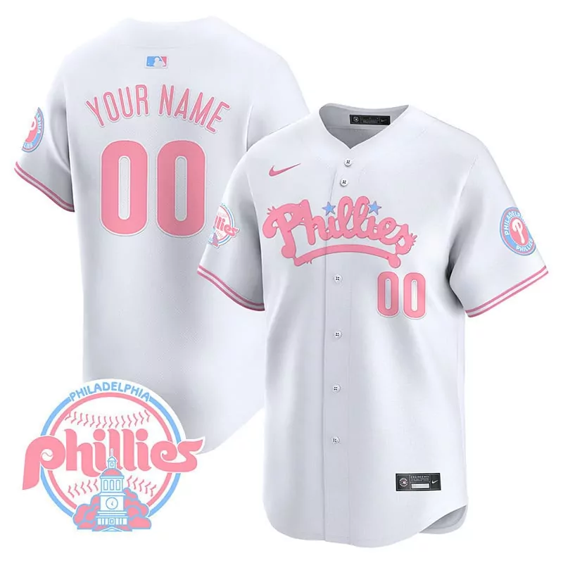 white youth philadelphia phillies bubblegum pink vapor premier limited custom jersey all stitched