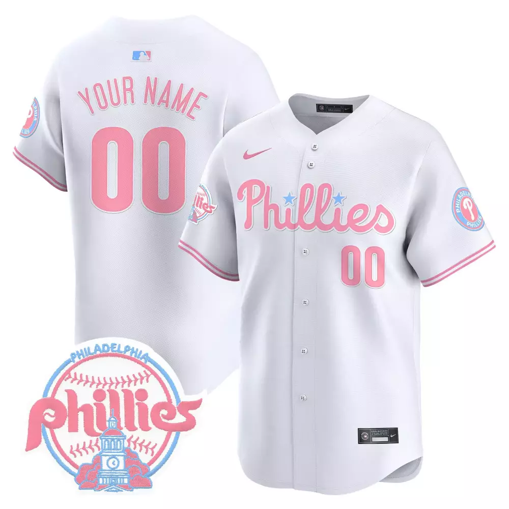 white youth philadelphia phillies bubblegum pink vapor premier limited custom jersey all stitched