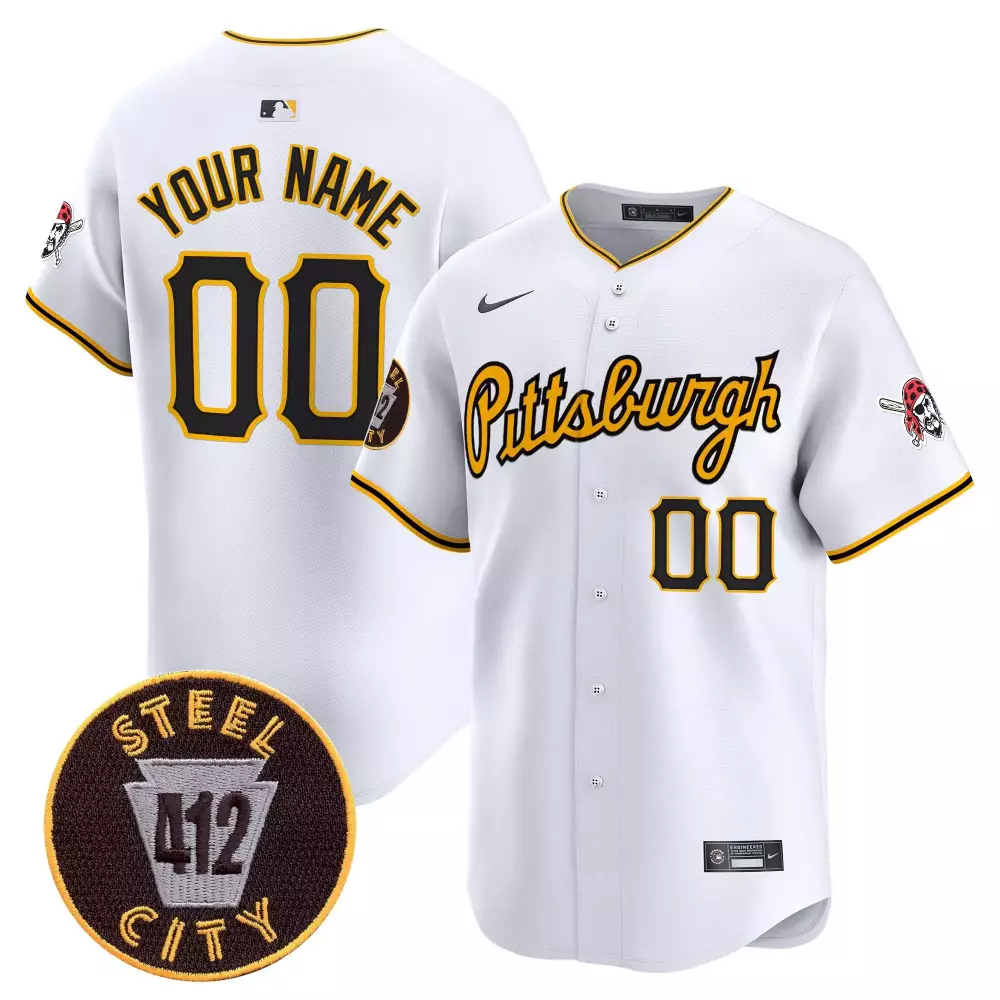 white youth pittsburgh pirates 412 patch vapor premier limited custom jersey v4 all stitched