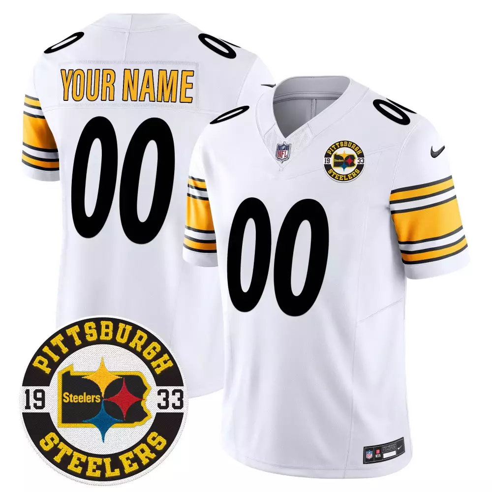 white youth pittsburgh steelers 2024 vapor limited custom jersey all stitched