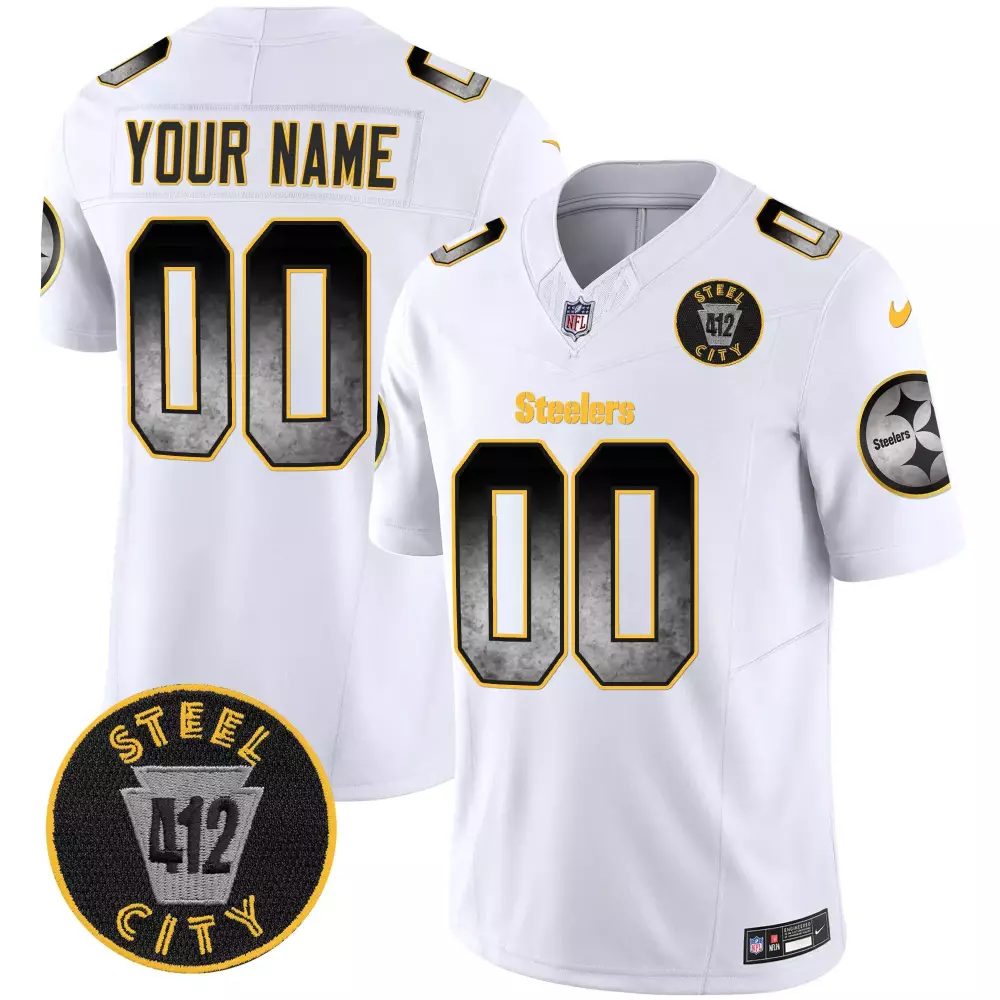 white youth pittsburgh steelers 50th anniversary of super bowl ix patch vapor limited custom jersey v2 all stitched