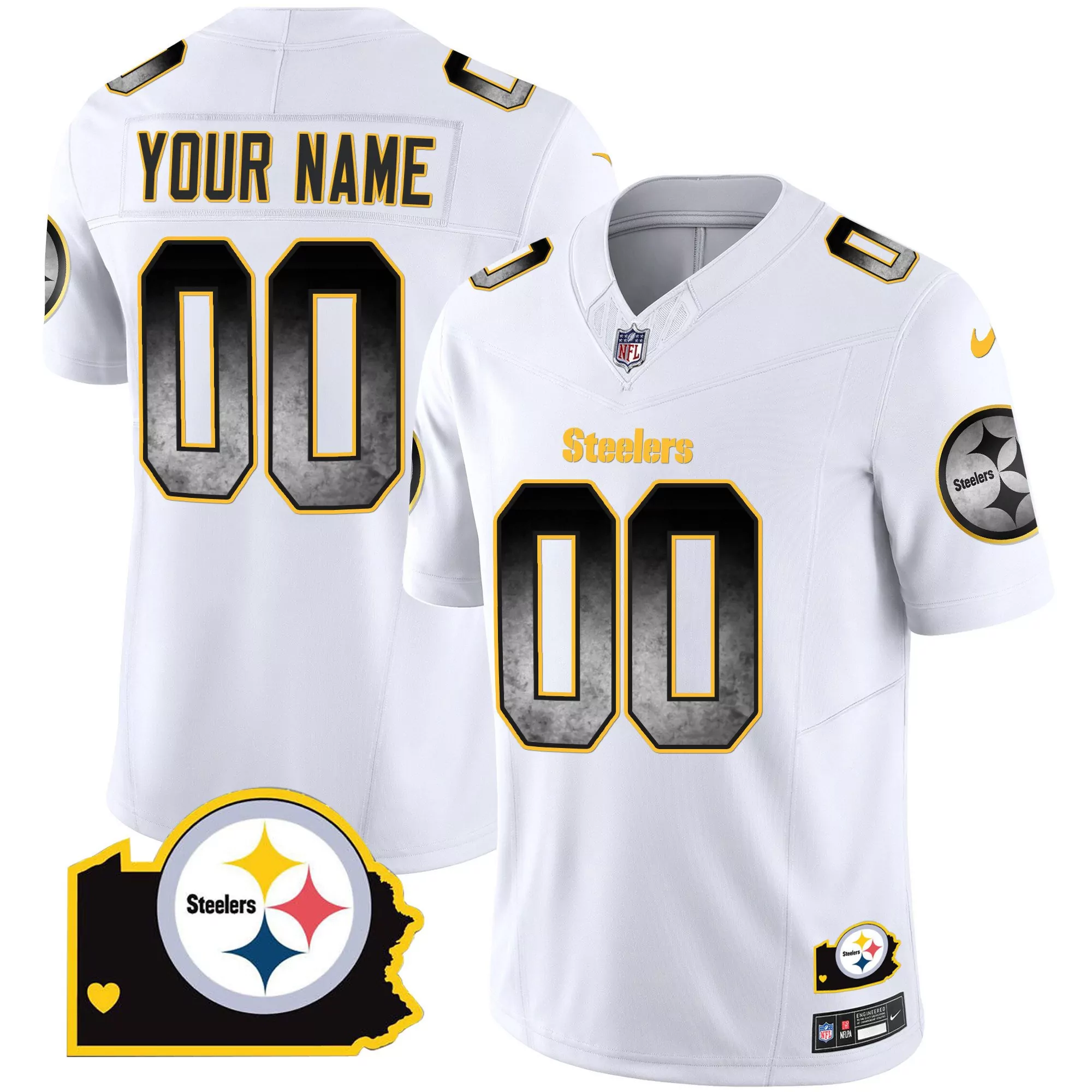 white youth pittsburgh steelers arch smoke home patch vapor custom jersey all stitched