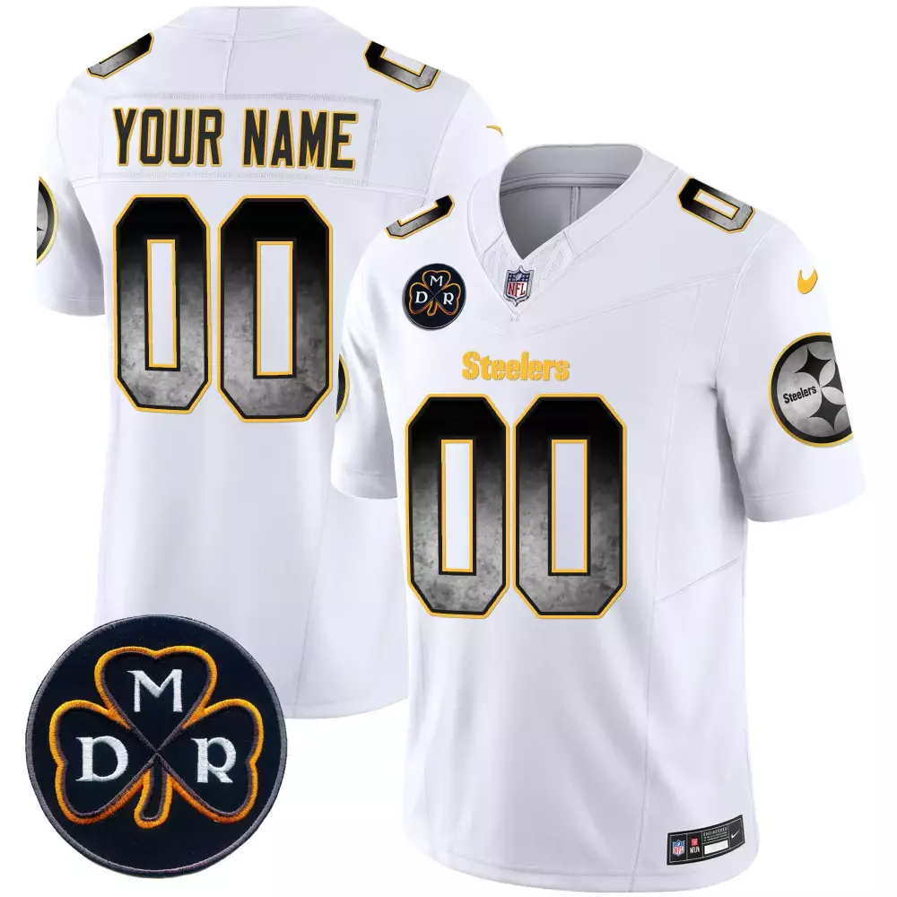 white youth pittsburgh steelers arch smoke home patch vapor custom jersey all stitched