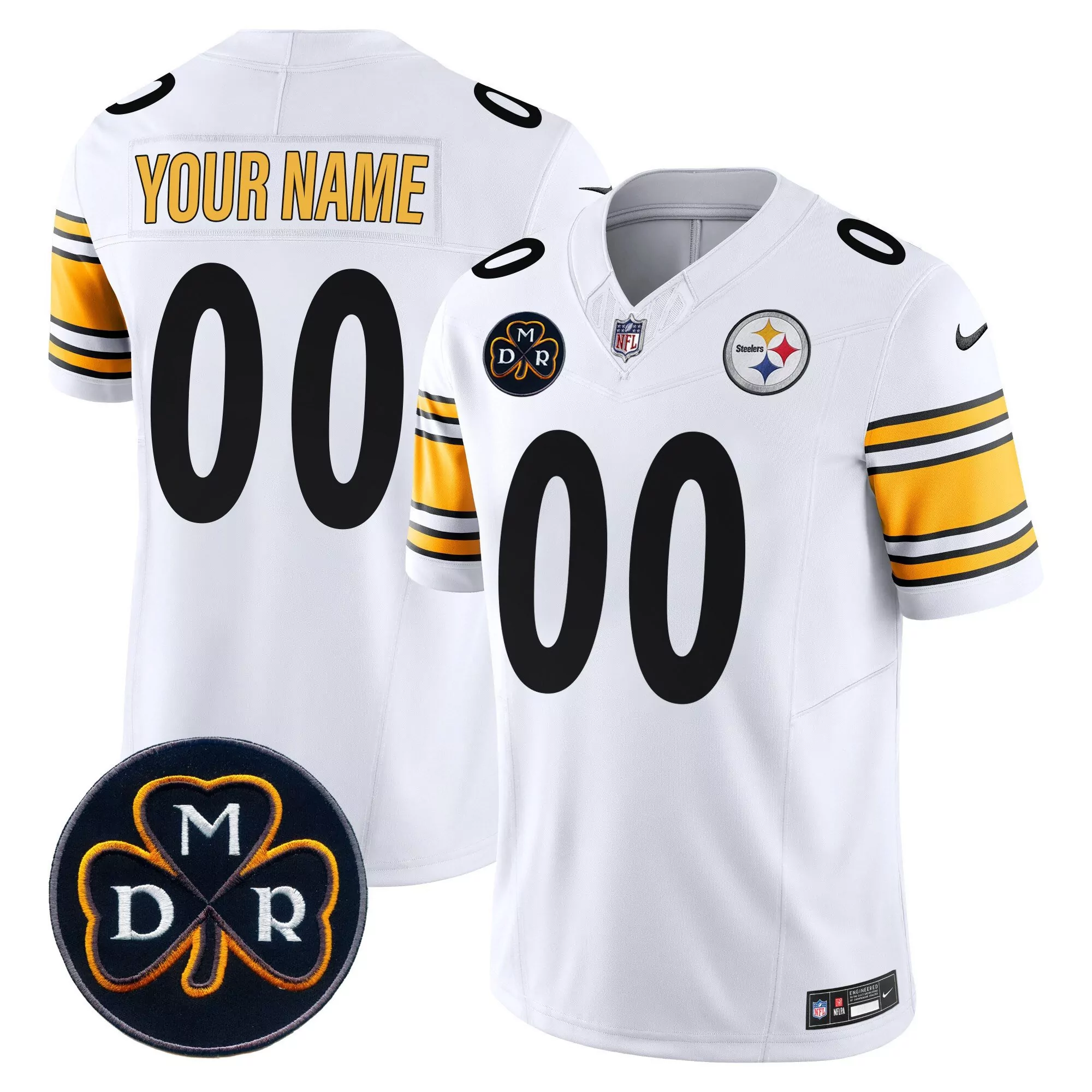 white youth pittsburgh steelers dmr patch vapor limited custom jersey all stitched