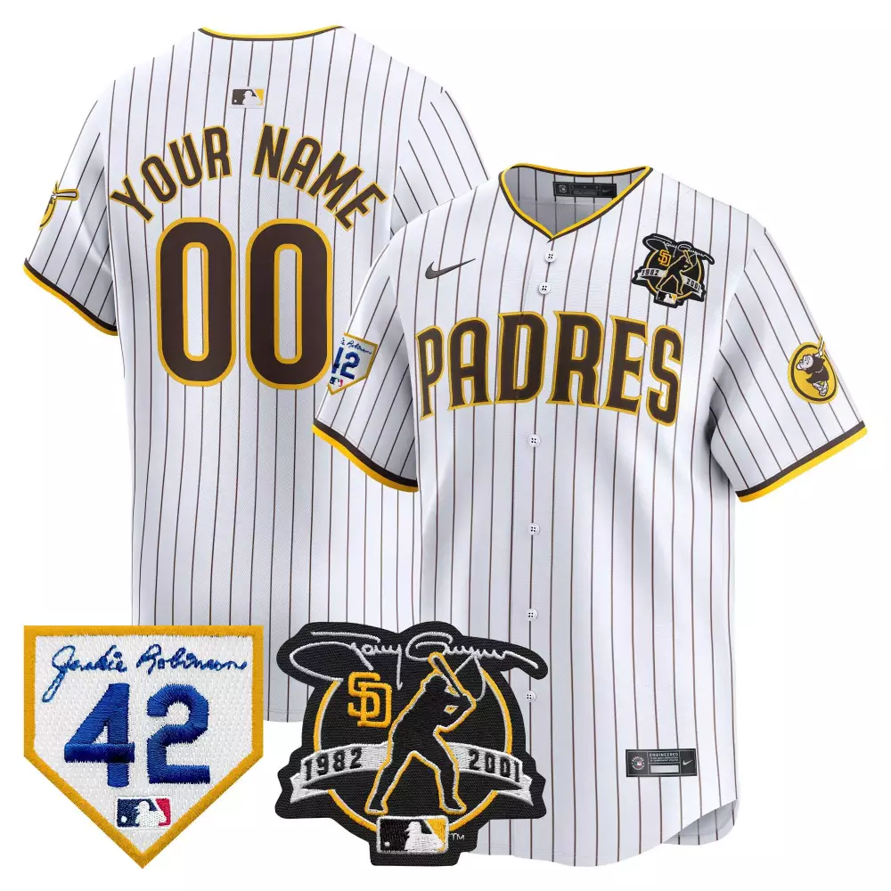 white youth san diego padres 2024 tony gwynn robinson patch vapor premier limited custom jersey all stitched