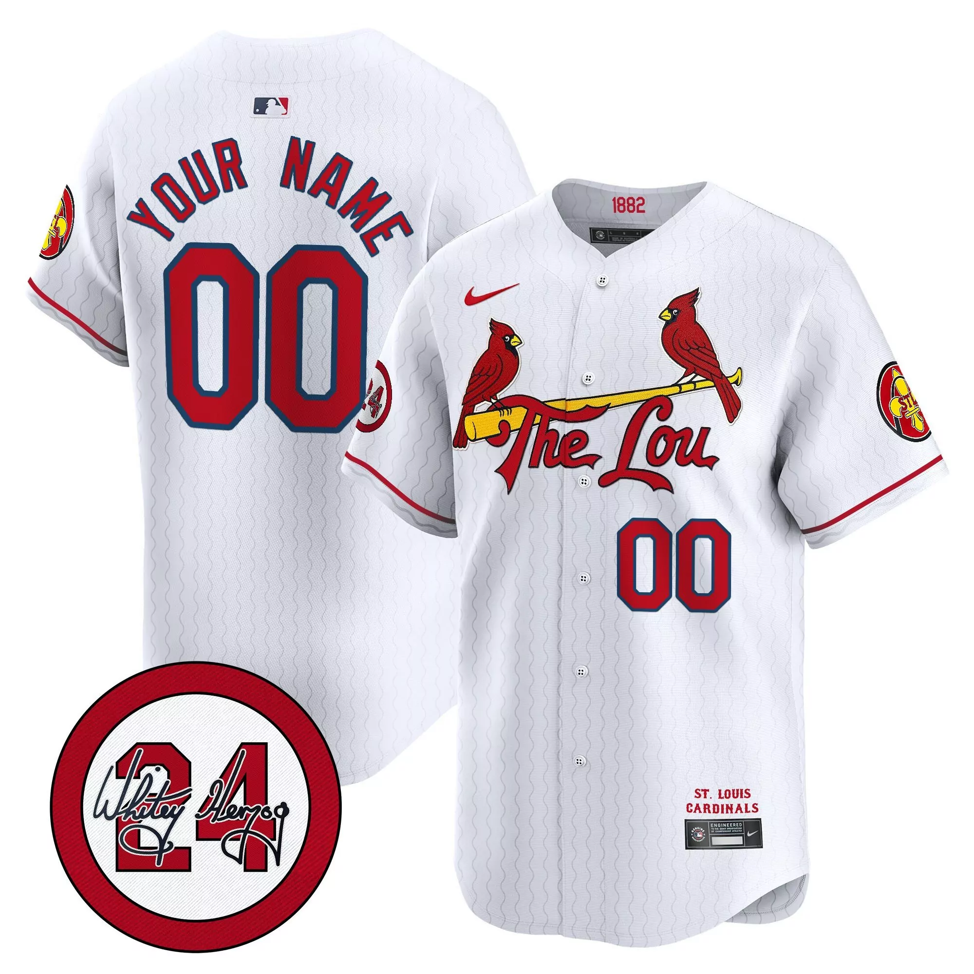 white youth st louis cardinals 2024 city connect vapor premier limited custom jersey all stitched