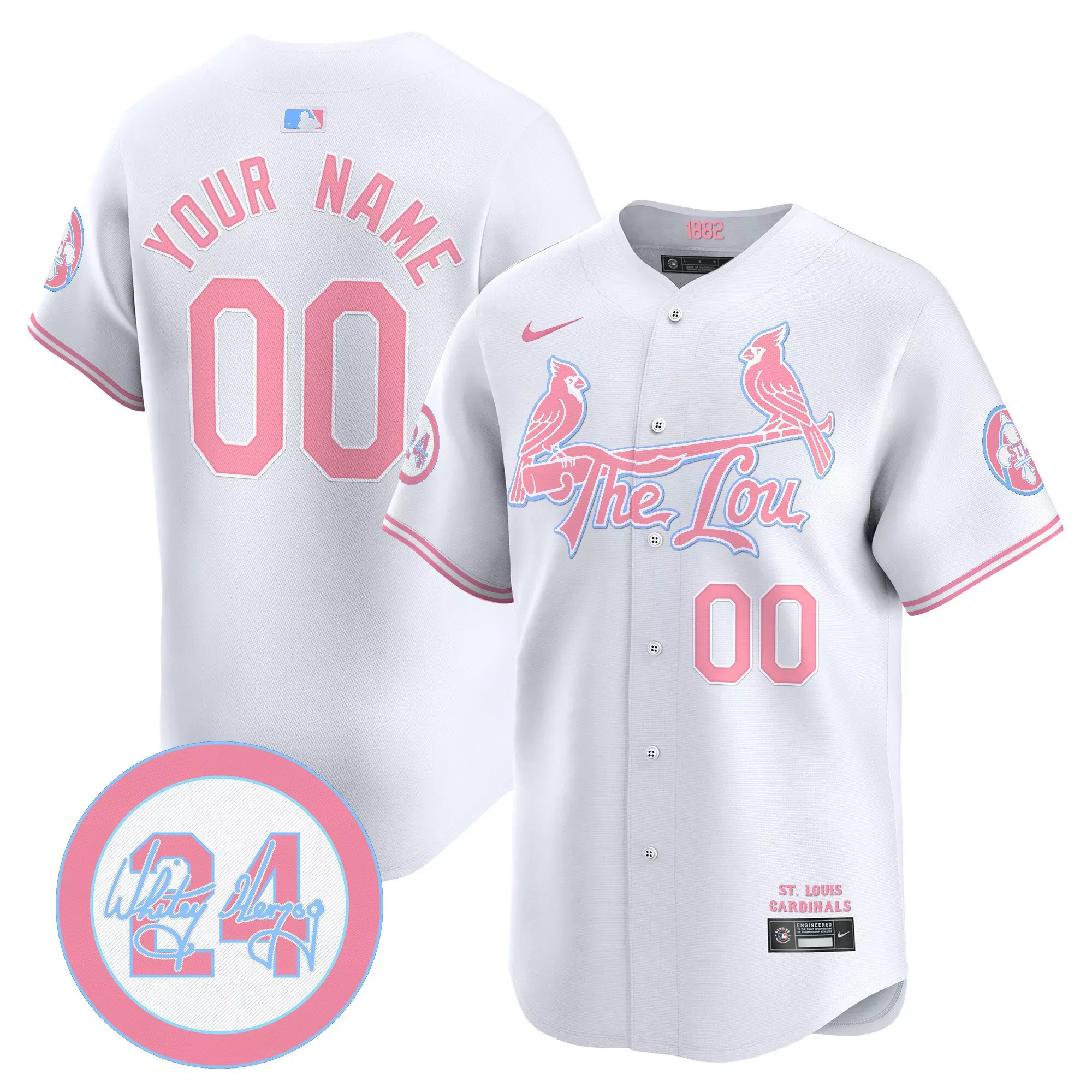 white youth st louis cardinals bubblegum pink vapor premier limited custom jersey all stitched