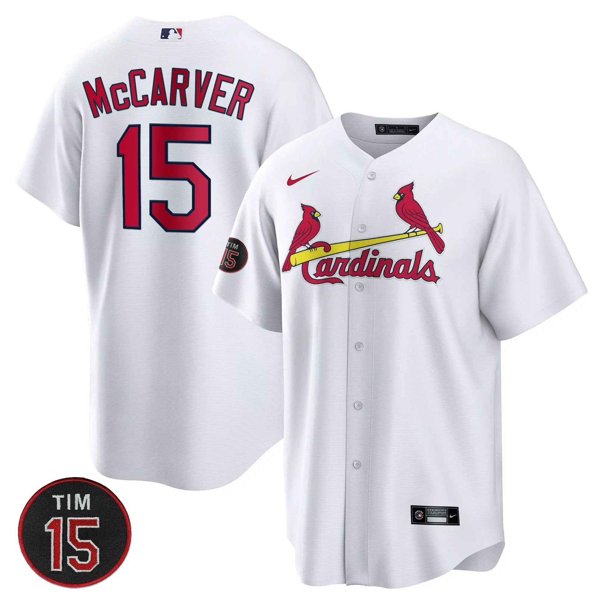 white youth st louis cardinals tim mccarver patch cool base jersey all stitched