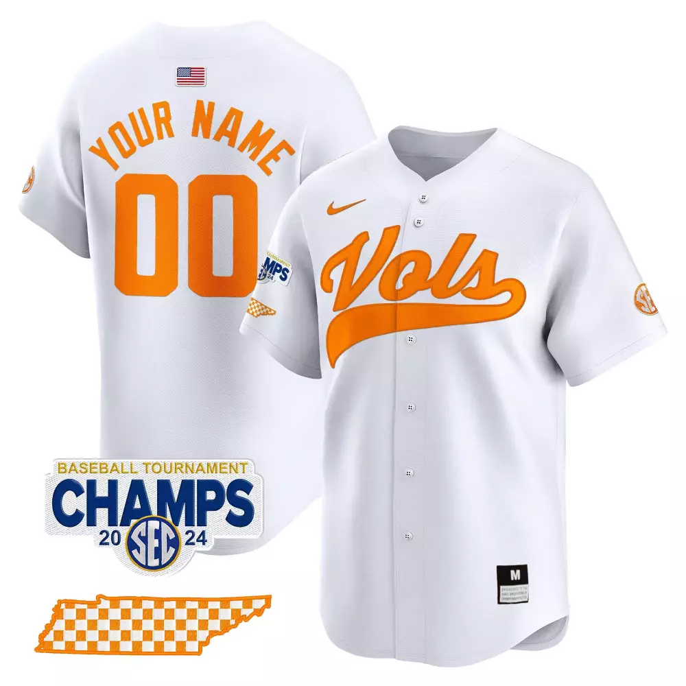white youth tennessee volunteers 2024 tournament champions vapor premier limited custom jersey all stitched