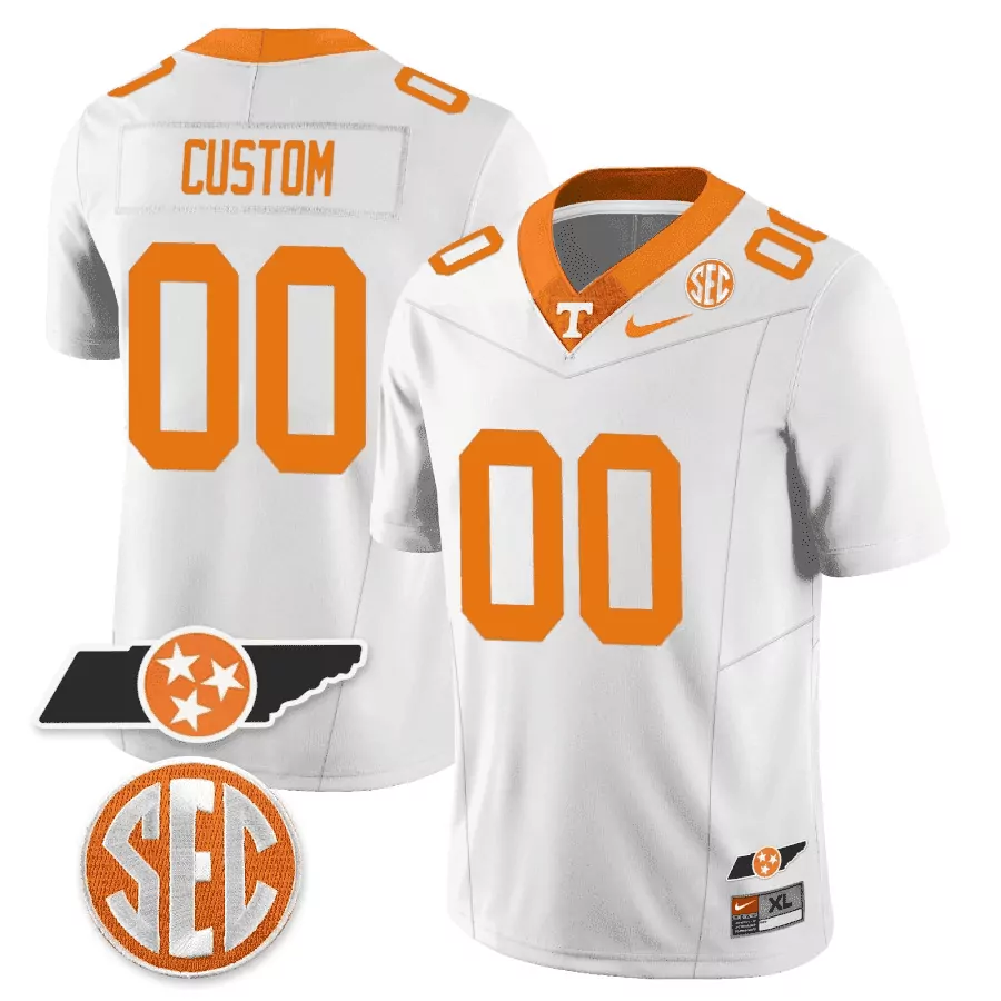 white youth tennessee volunteers checkerboard alternate custom jersey v2 all stitched