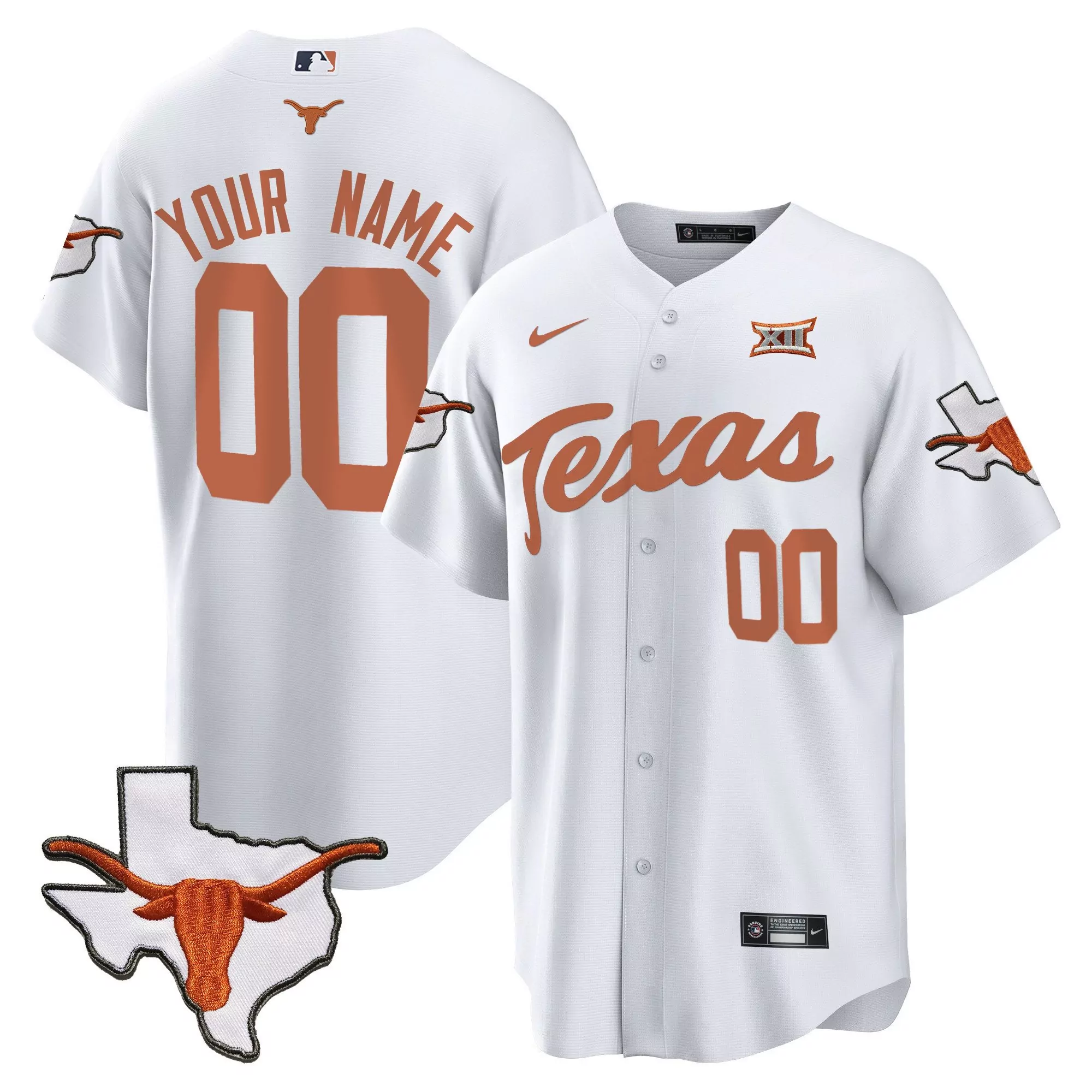 white youth texas longhorns baseball custom jersey all stitched