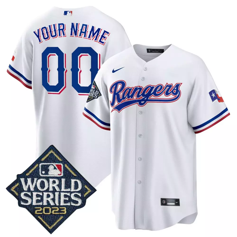 white youth texas rangers 2023 world series champions gold trim vapor premier limited custom jersey all stitched