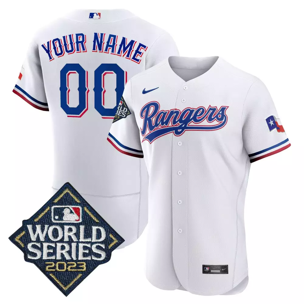 white youth texas rangers 2023 world series cool base gold trim custom jersey all stitched