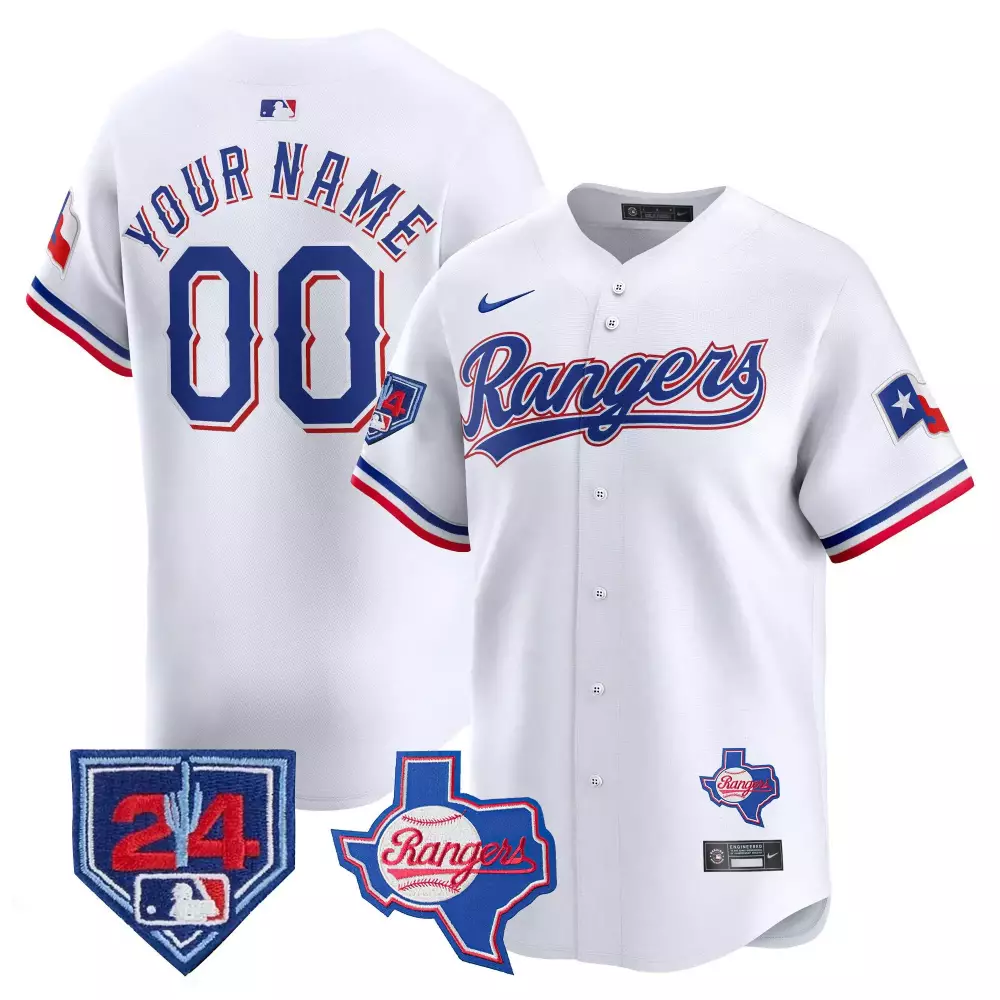 white youth texas rangers 2024 independence day vapor premier limited custom jersey v2 all stitched