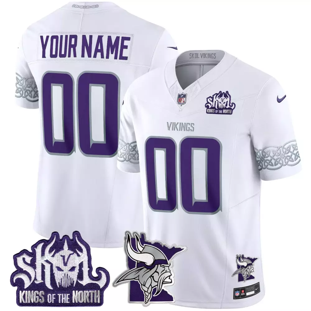 white youth vikings 2024 winter warrior skol patch vapor limited custom jersey all stitched