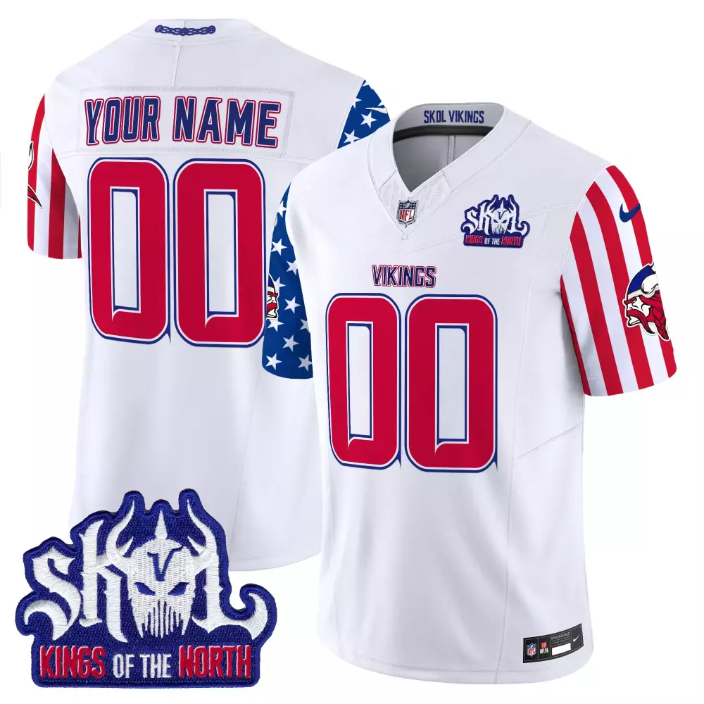 white youth vikings 2024 winter warrior skol patch vapor limited custom jersey all stitched