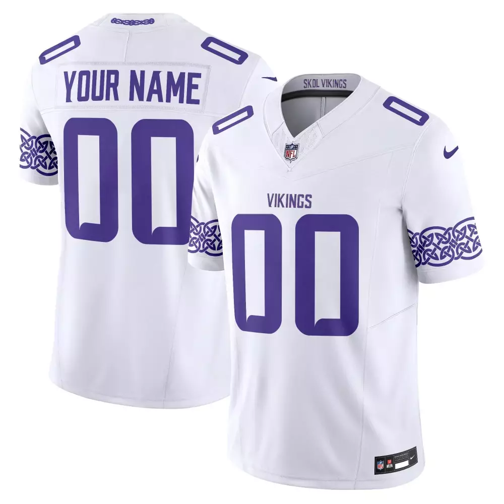 white youth vikings 2024 winter warrior skol patch vapor limited custom jersey all stitched