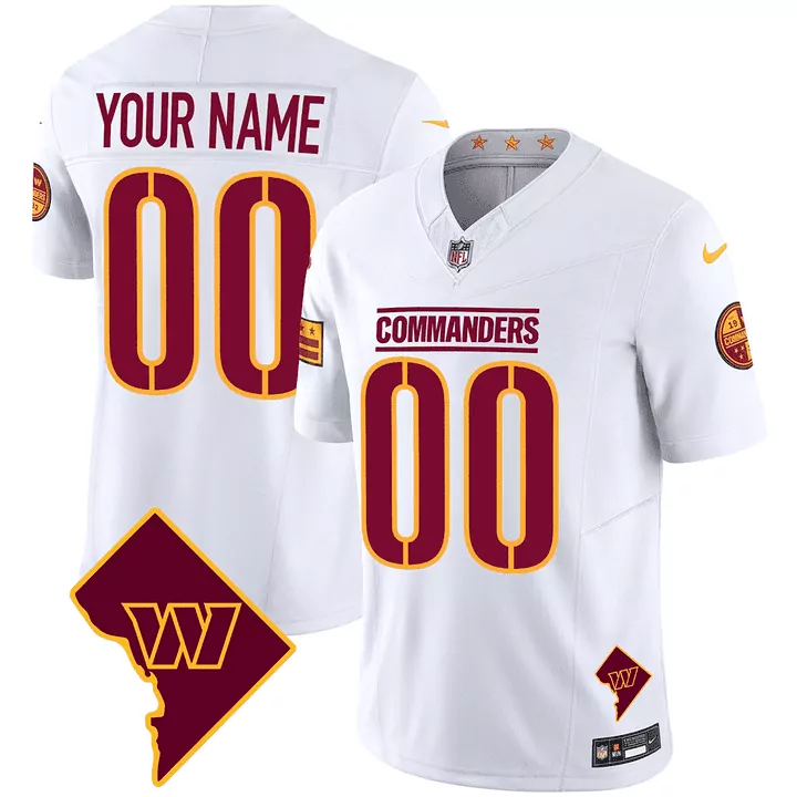 white youth washington commanders 90th anniversary vapor limited custom jersey v4 all stitched
