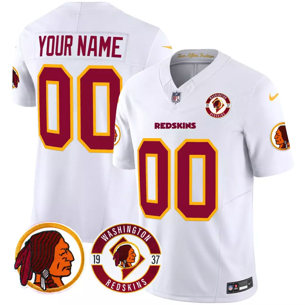 white youth washington redskins 2024 vapor limited custom jersey est 1937 patch all stitched