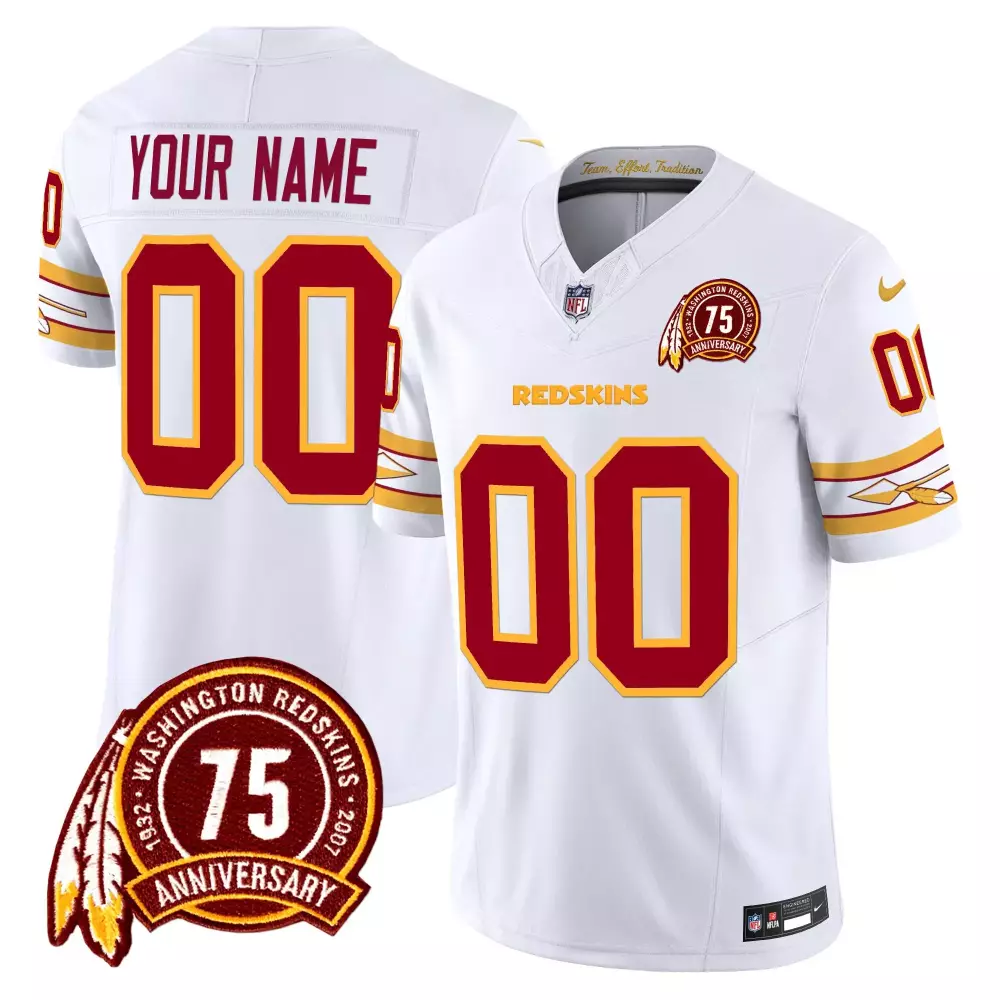white youth washington redskins 75th patch vapor limited custom jersey all stitched