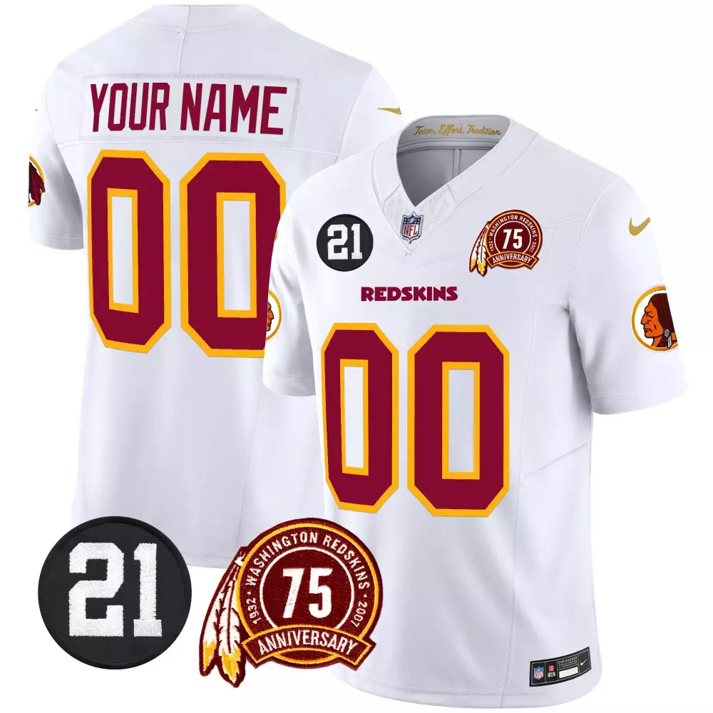 white youth washington redskins 75th patch vapor limited custom jersey all stitched