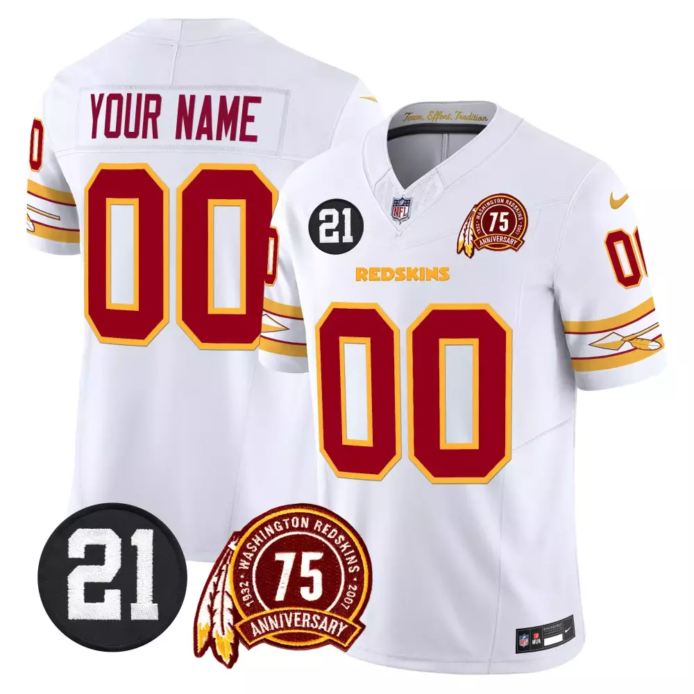 white youth washington redskins 75th patch vapor limited custom jersey all stitched