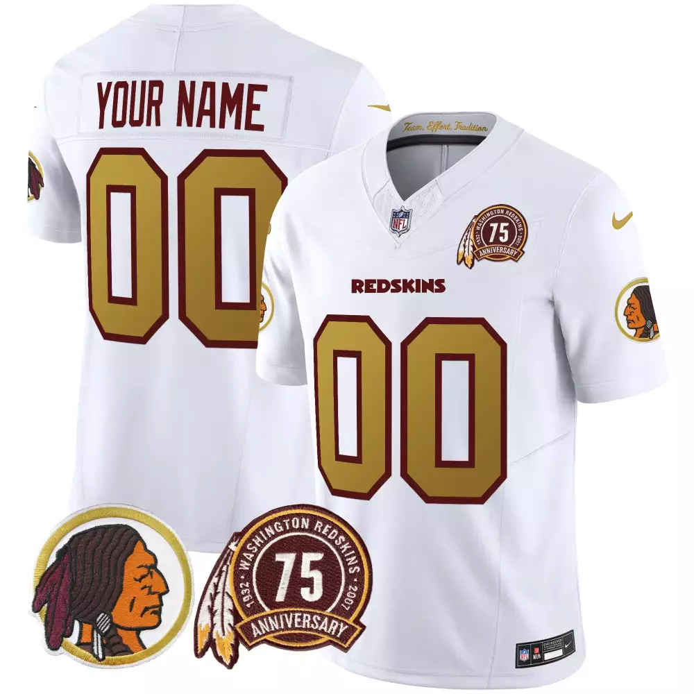 white youth washington redskins 75th patch vapor limited custom jersey all stitched