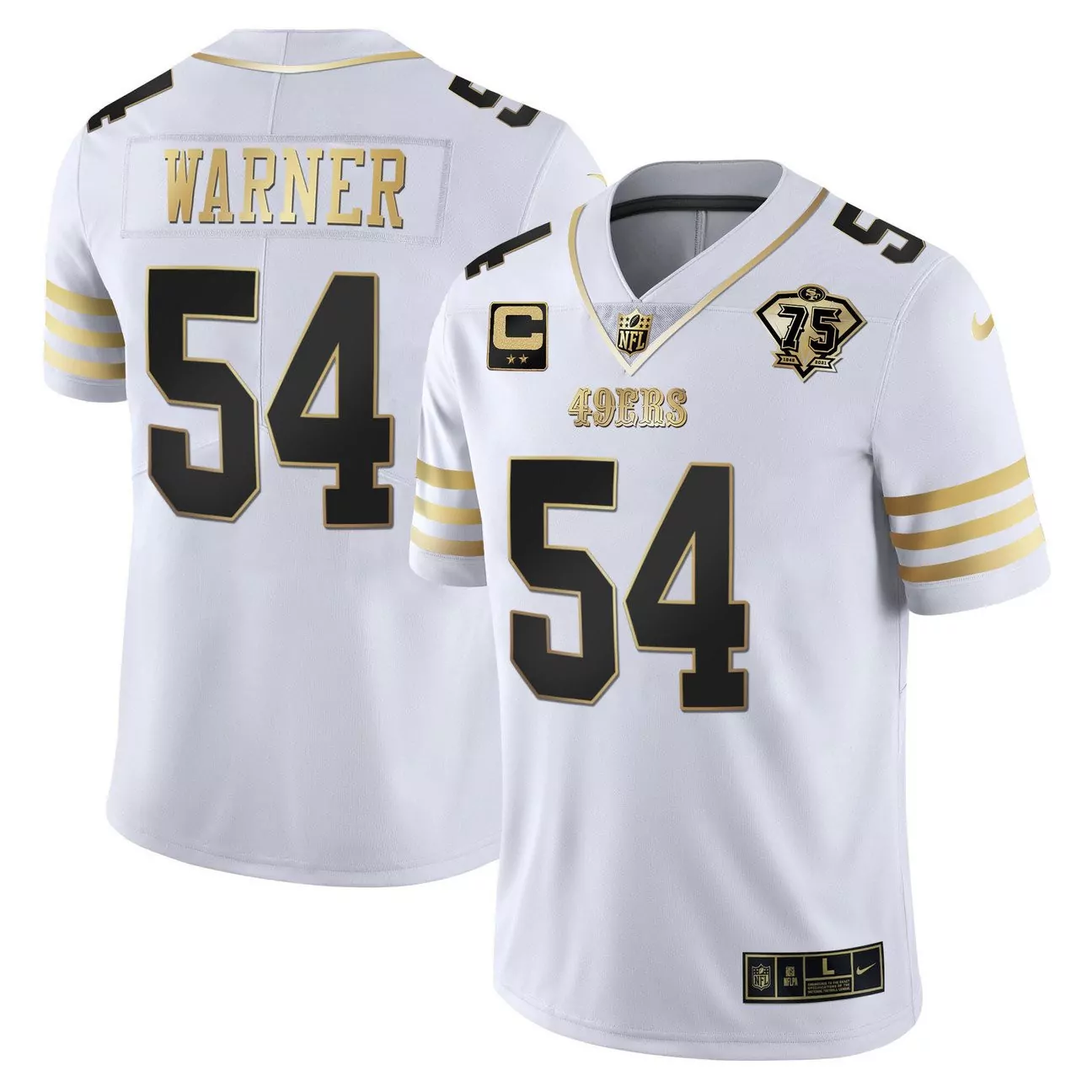 whiteblack men fred warner san francisco 49ers throwback vapor limited jersey 75th anniversary patch