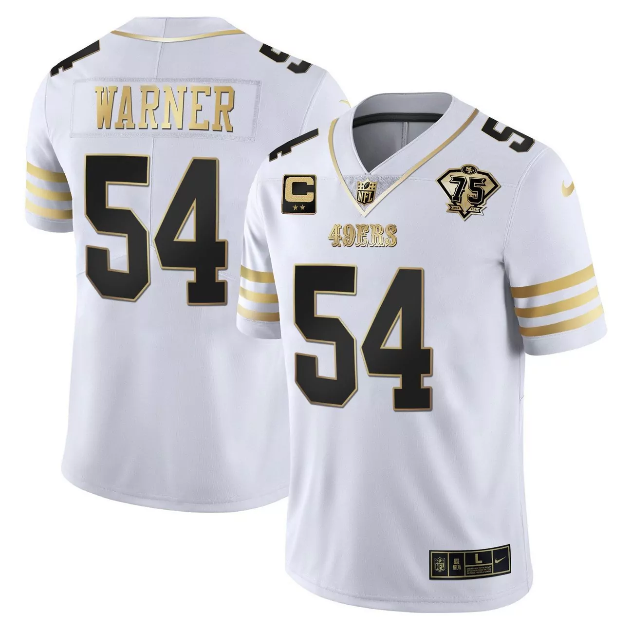 whiteblack men fred warner san francisco 49ers throwback vapor limited jersey 75th anniversary patch
