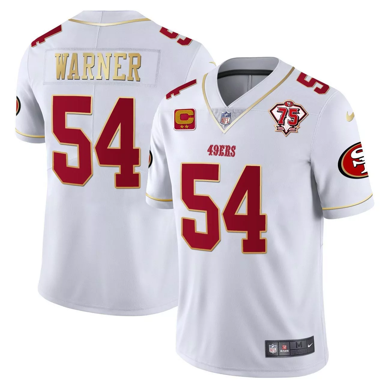 whitered women fred warner san francisco 49ers throwback vapor limited jersey 75th anniversary patch