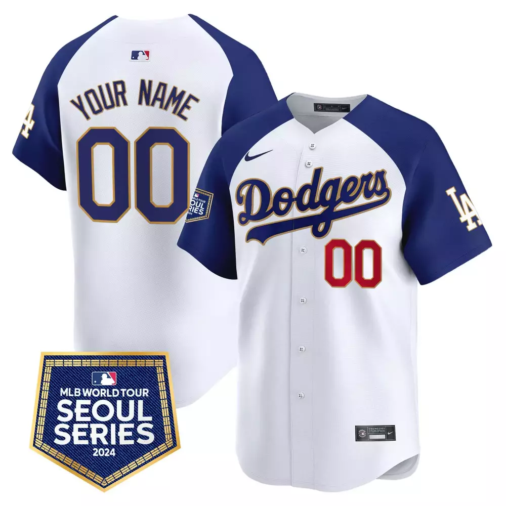 World Tour Seoul Series Los Angeles Dodgers Men's Limited Jersey | White Royal Vapor Premier Custom | For Men, Women & Youth