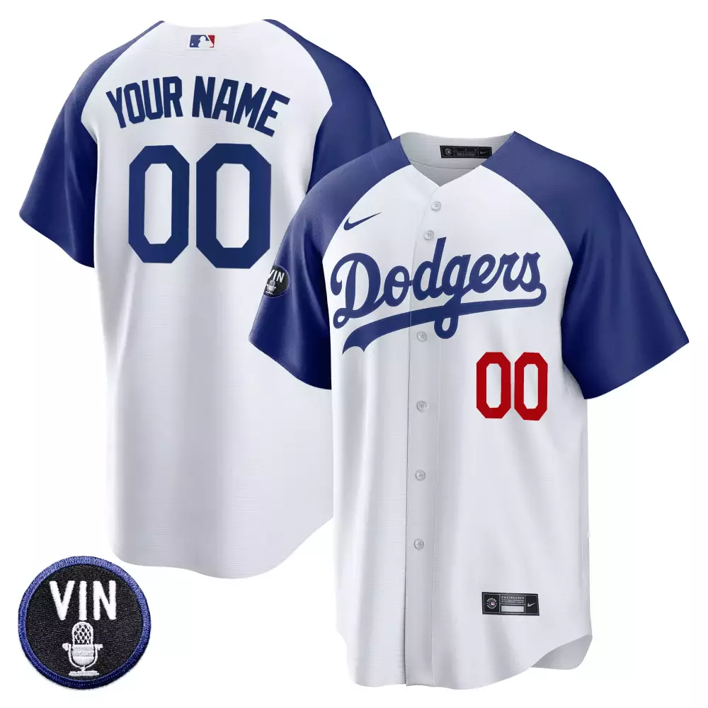 Vin Scully Los Angeles Dodgers Men's Custom Jersey | White Royal Fan Gear | For Men, Women & Youth