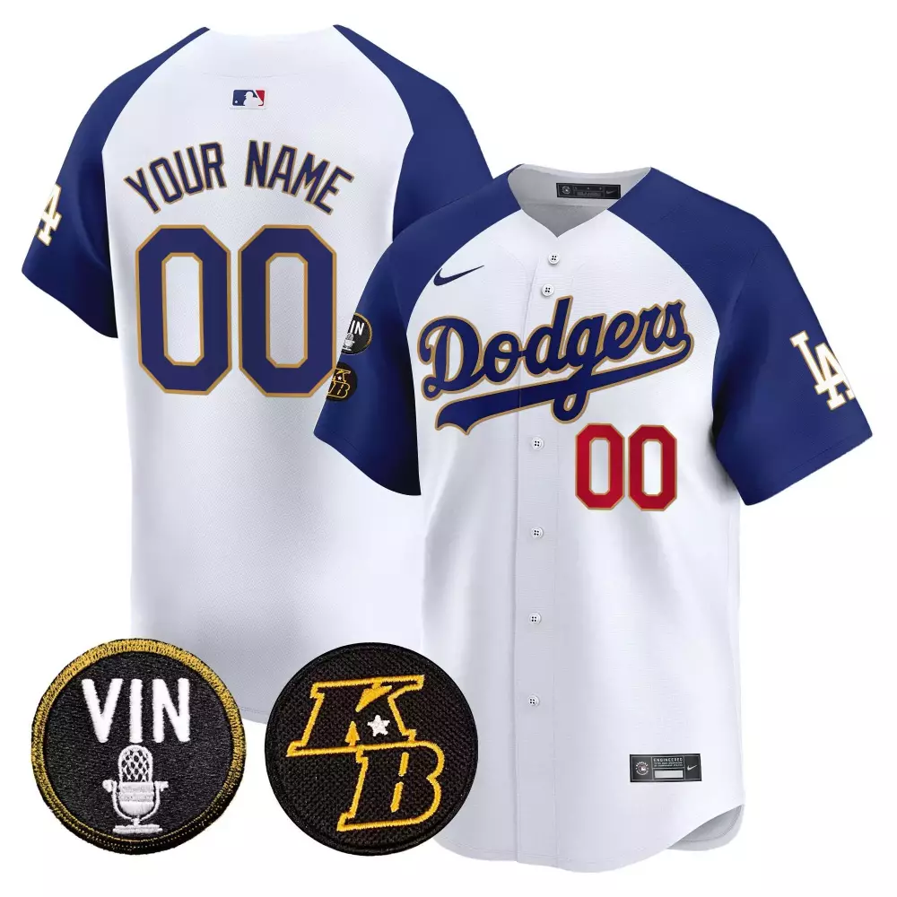 Bryant Vin Los Angeles Dodgers Youth Limited Jersey | White Royal Gold Trim Vapor Premier | For Men, Women & Youth