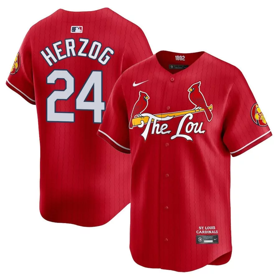 whitey herzog red mens st louis cardinals 2024 city connect vapor premier limited jersey all stitched